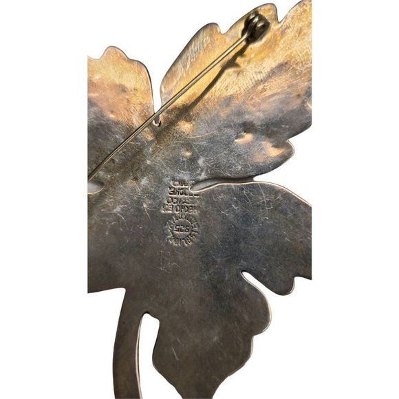 LARGE Vintage Abalone LEAF‎ BROOCH Pin signed Mexico 925 - Picture 5 of 6